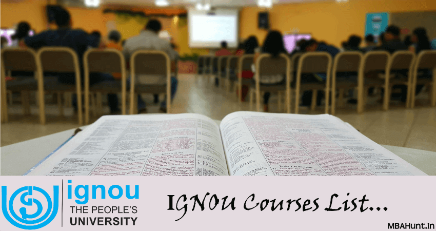 List Of IGNOU Courses / Programs 2019 – 2020